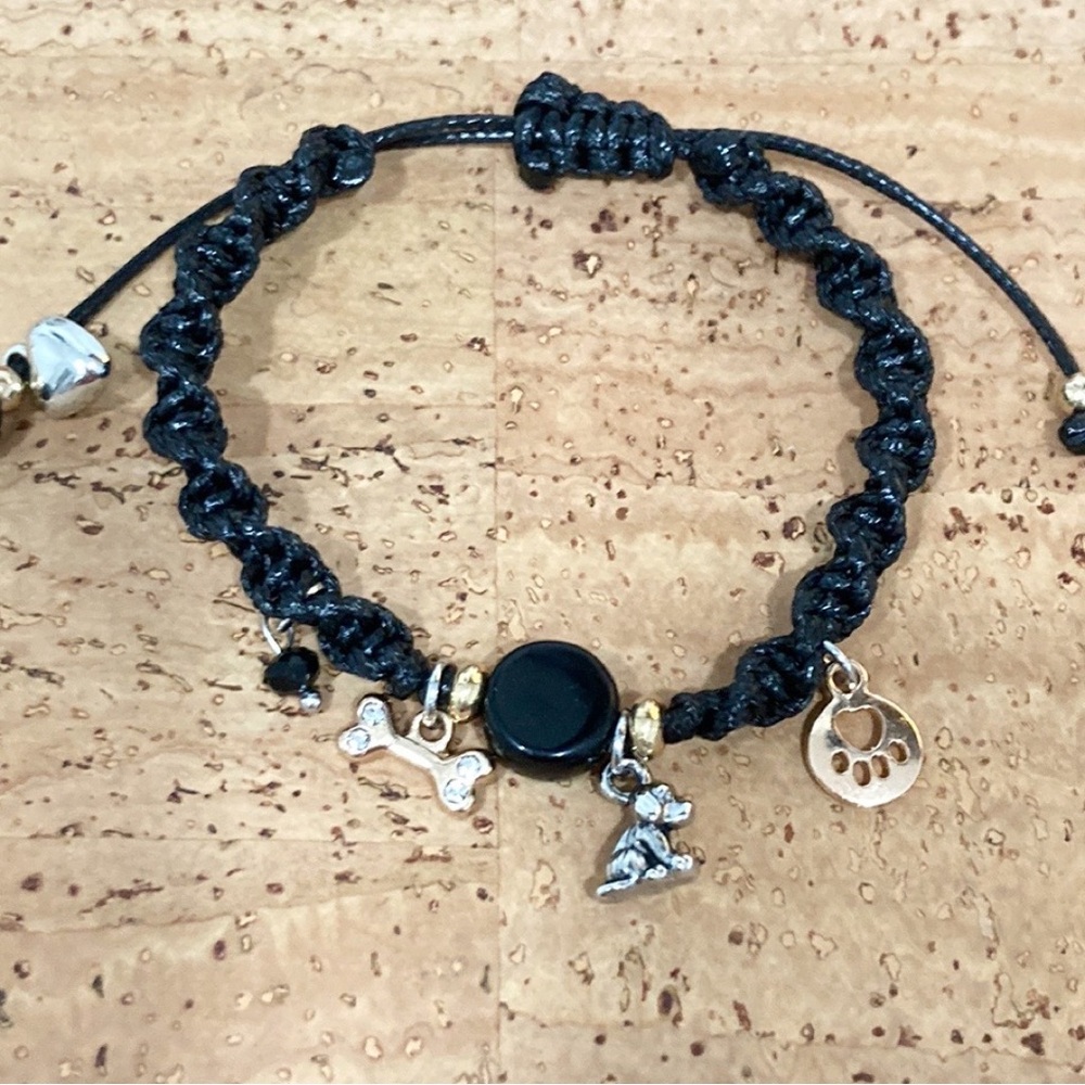 Dog lover’s theme macrame multi tone bracelet
